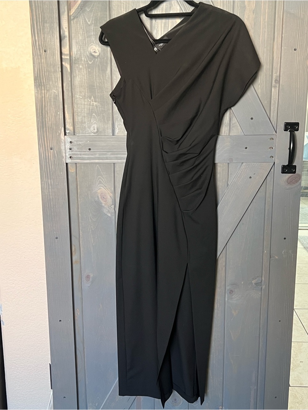Zara Long Black Column Dress Ruched Sz S NWT